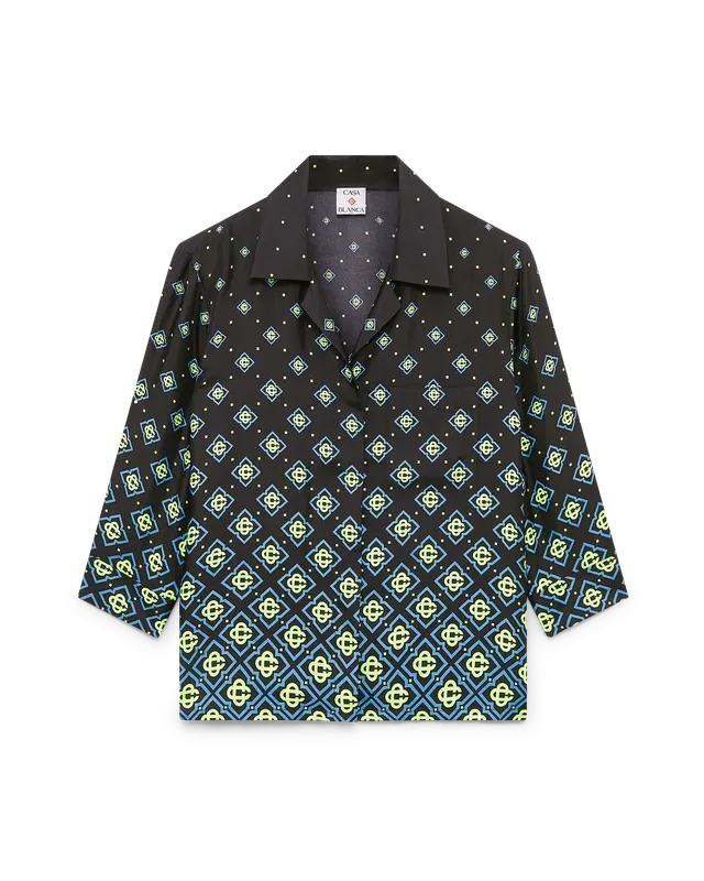 Casablanca Degrade Monogram camicia seta nera maniche lunghe