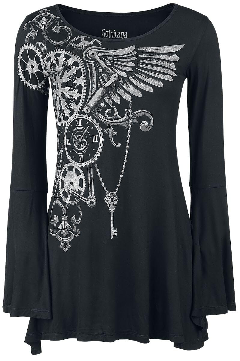 Gothicana by EMP Bat Country maglia nera maniche lunghe M