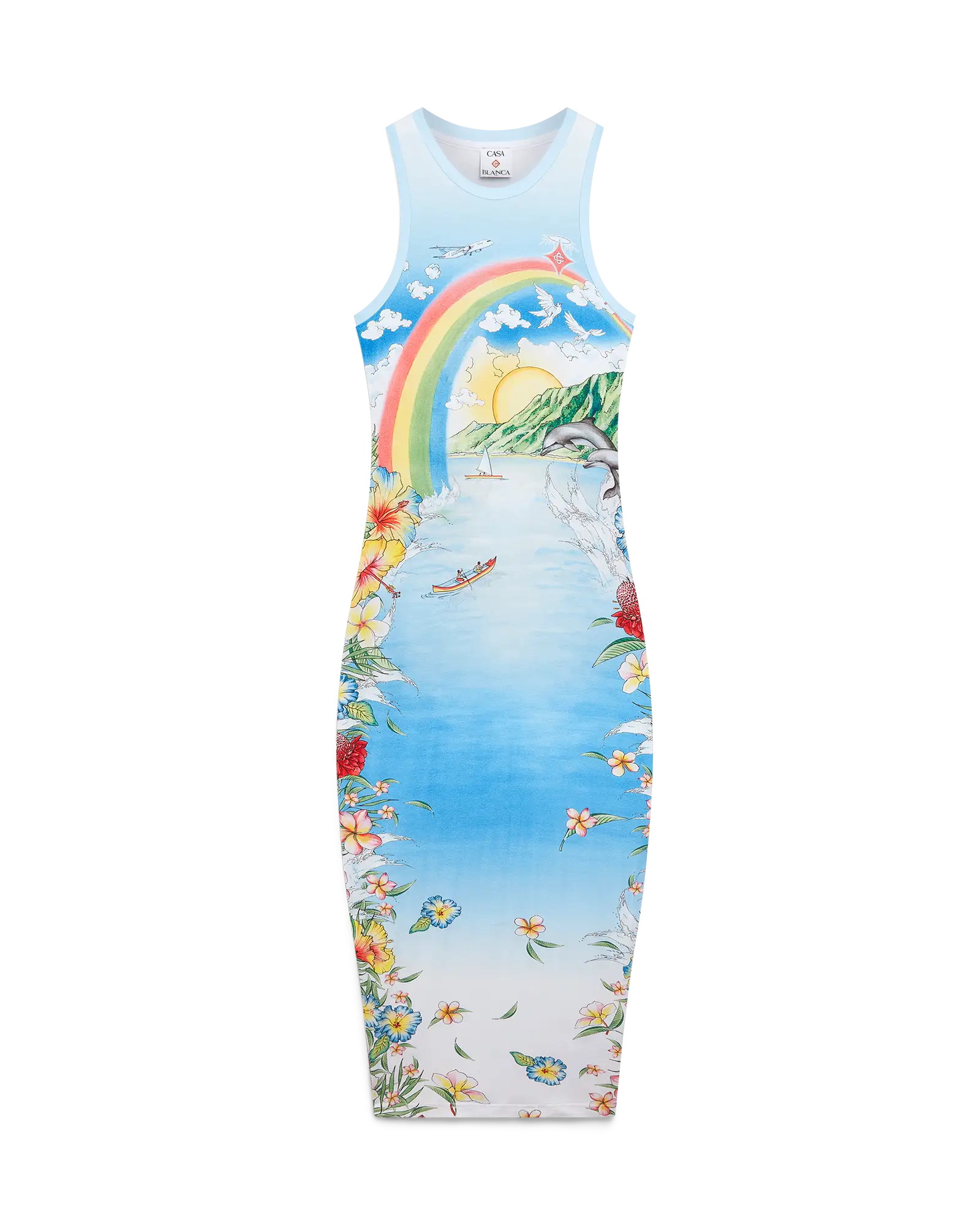 Casablanca Aloha abito maxi multicolore senza maniche