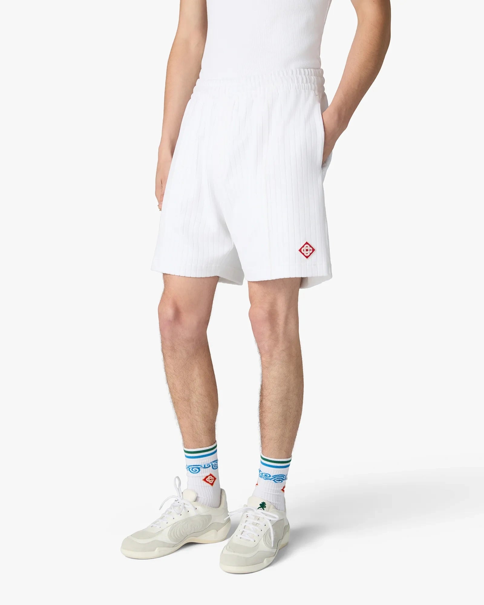 Casablanca Velour shorts bianchi rigati ciniglia uomo