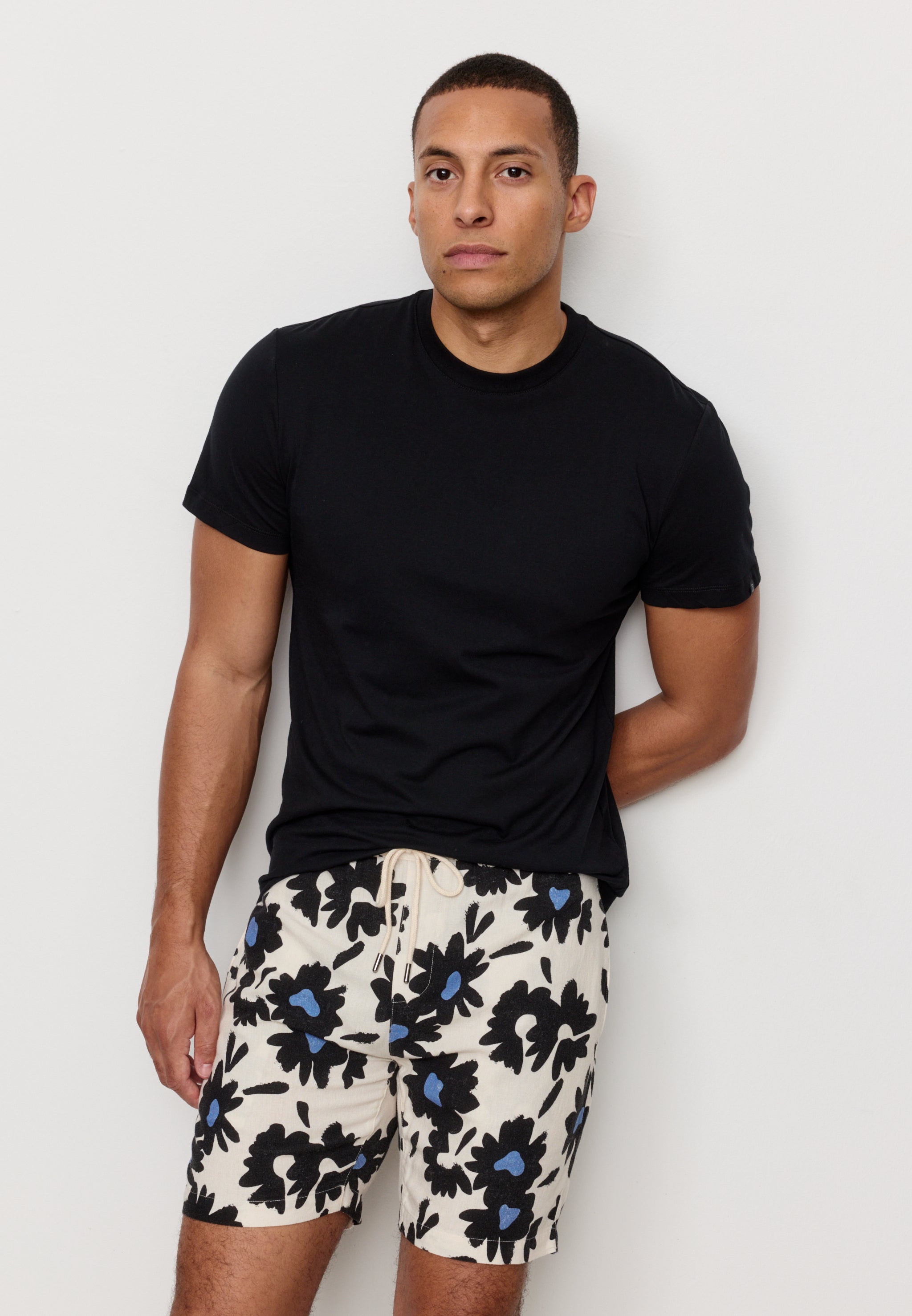 Recolution Curry Bloom shorts uomo blu lino e viscosa