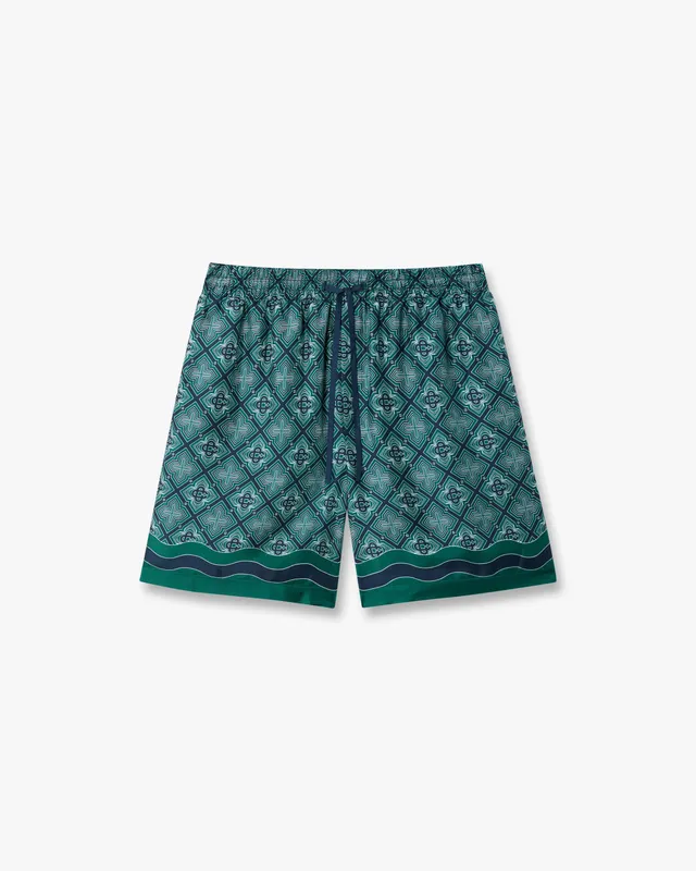 Casablanca Radiating Monogram pantaloncini seta verdi