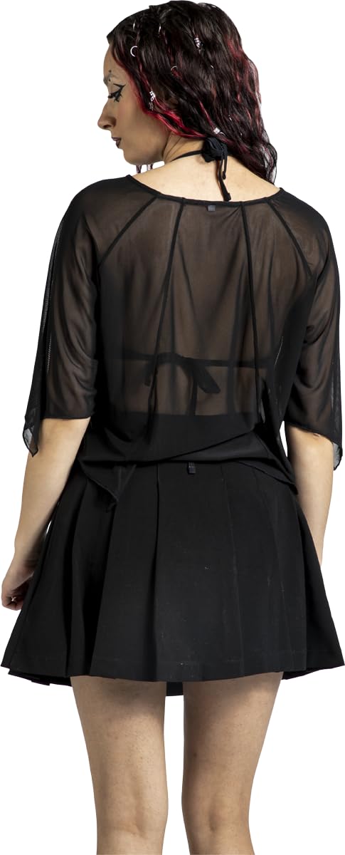 Gothicana Vailed in Darkness Bat Shape Mesh-Shirt t-shirt nera rete