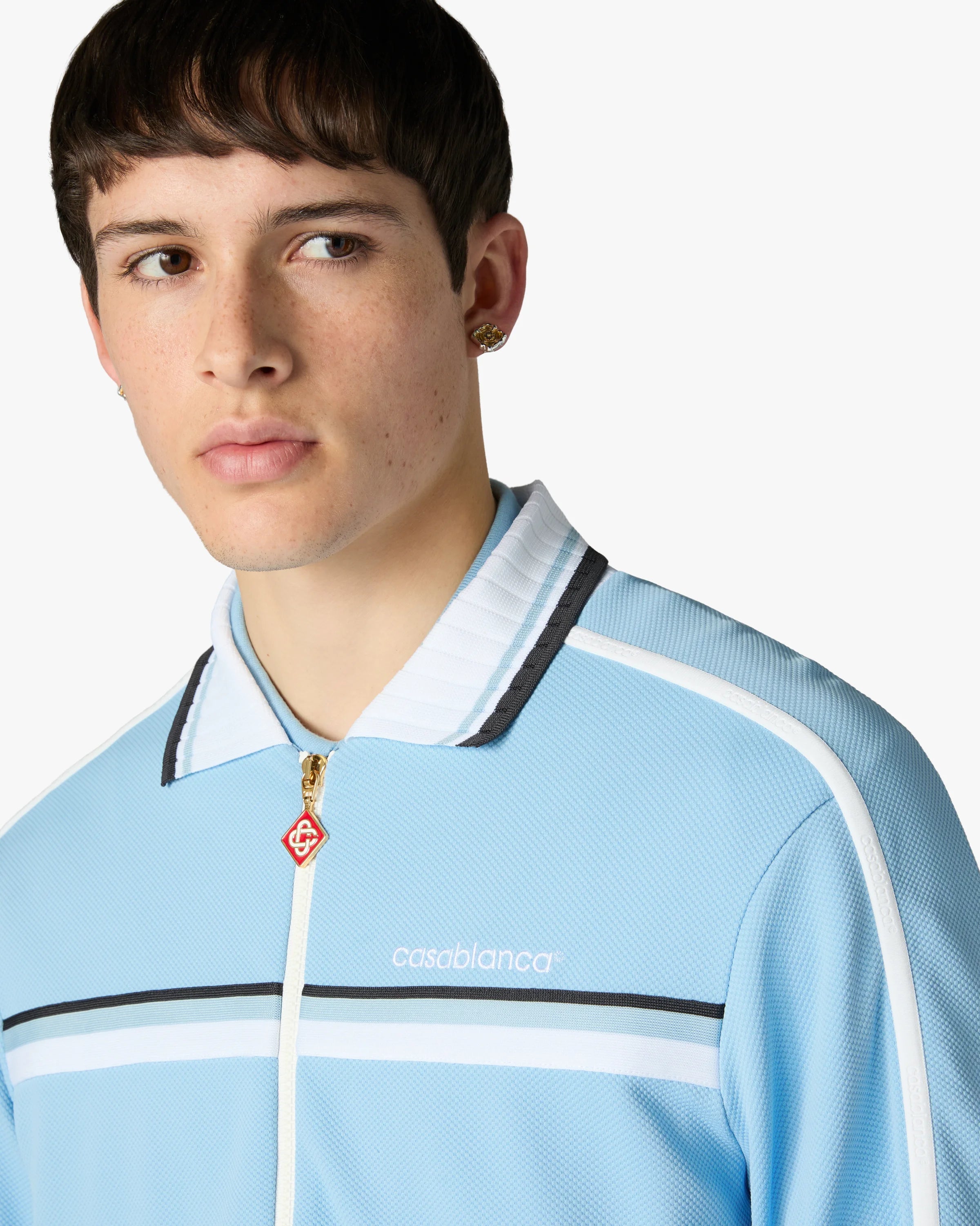 Casablanca Pale Blue Pique giacca tuta azzurra uomo