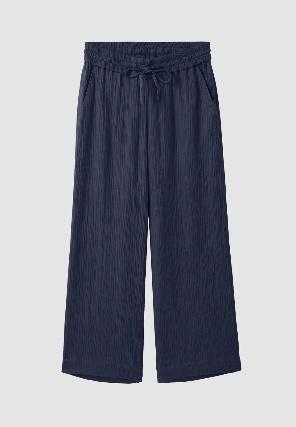 Recolution Crocus pantaloni mussola cotone bio blu navy