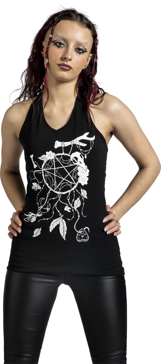 Gothicana by EMP Top Nero 2 Pezzi Stampa Acchiappasogni