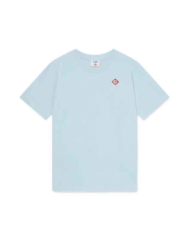 Casablanca Diamond Logo t-shirt azzurra cotone bio