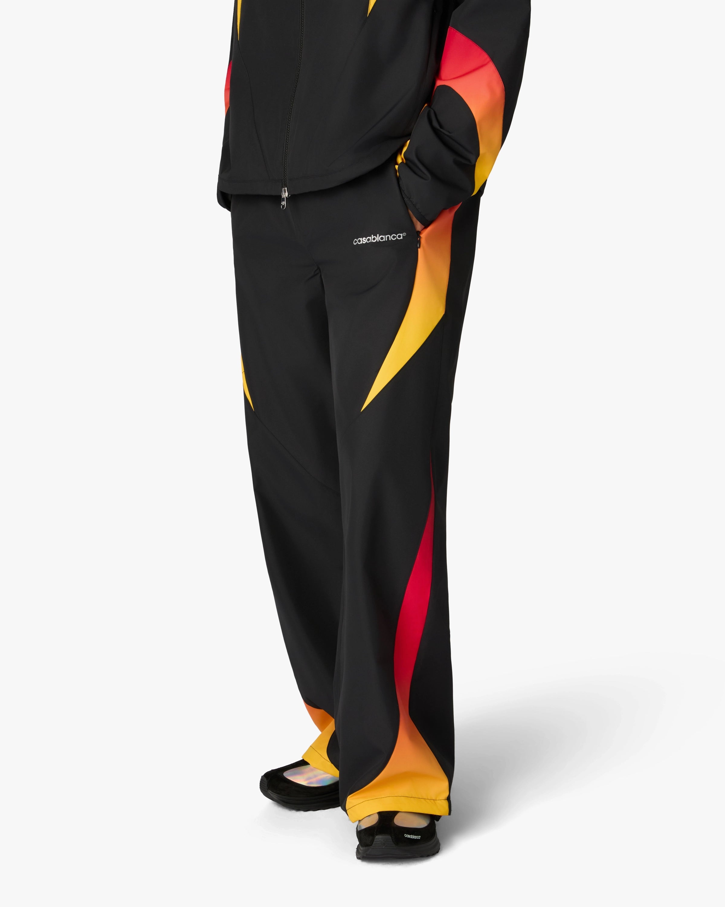 Casablanca Gradient pantaloni tuta nero arancione gamba dritta