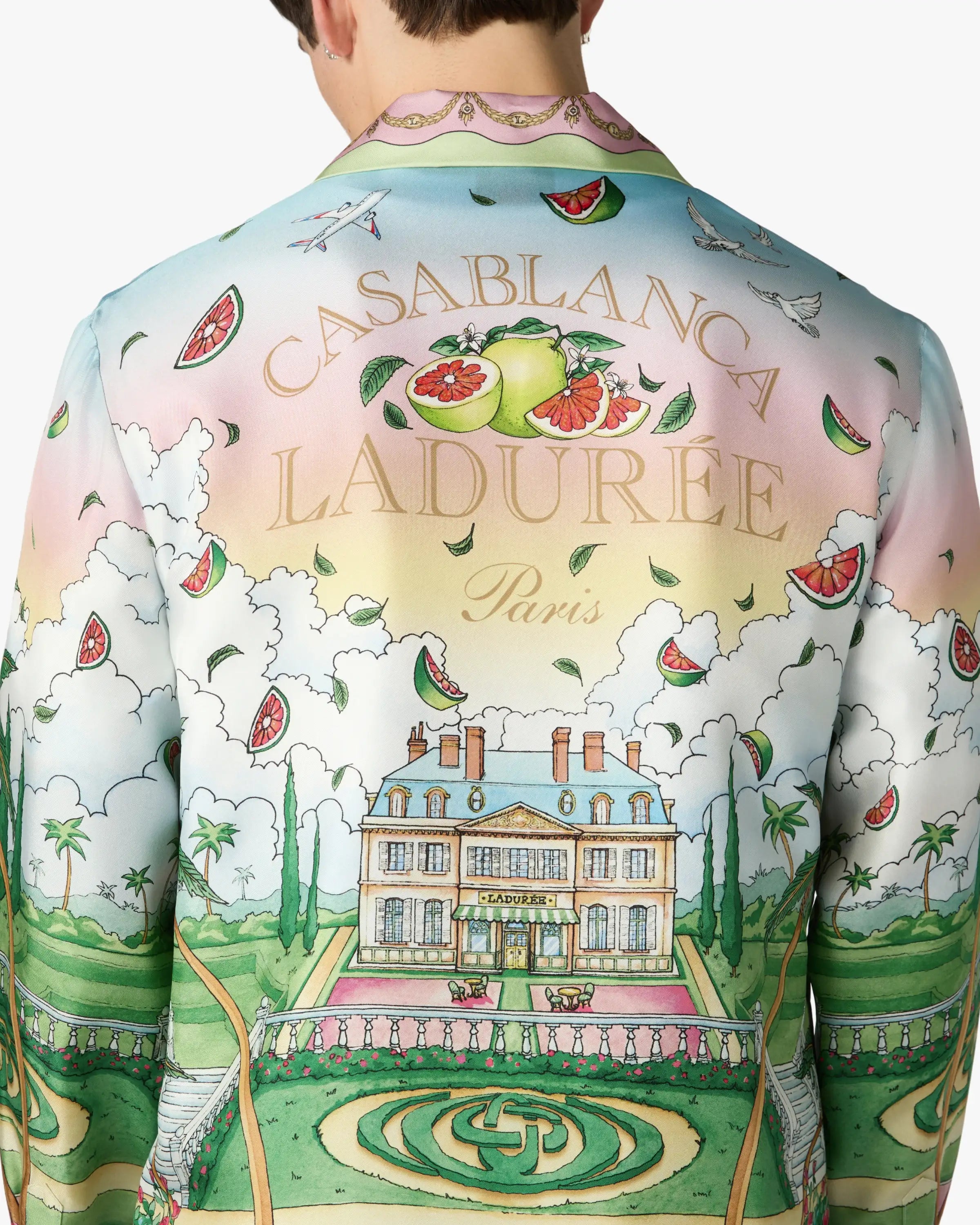 Casablanca Laduree x Casablanca camicia seta multicolore