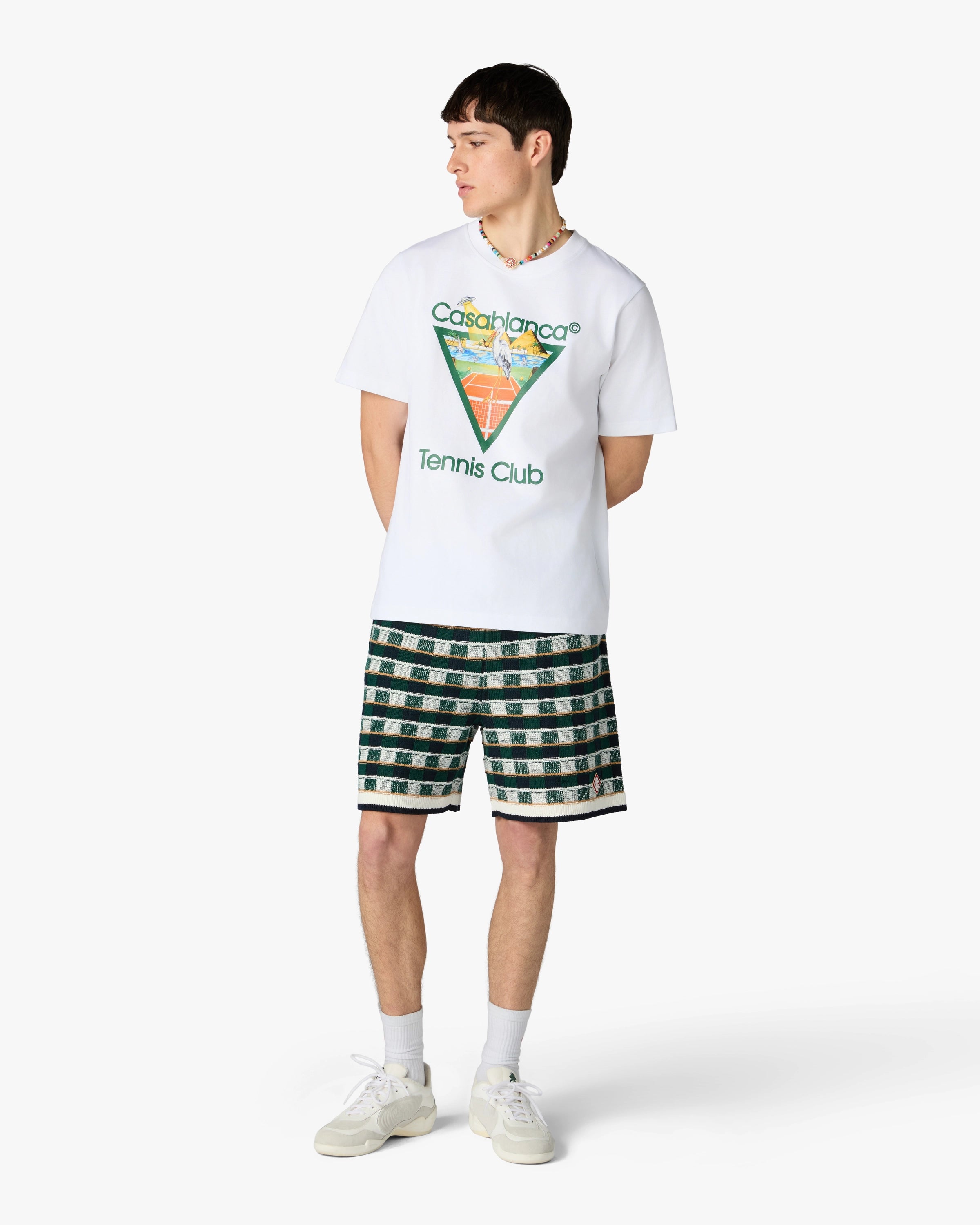 Casablanca Tennis Club Icon Pyramid t-shirt bianca cotone bio