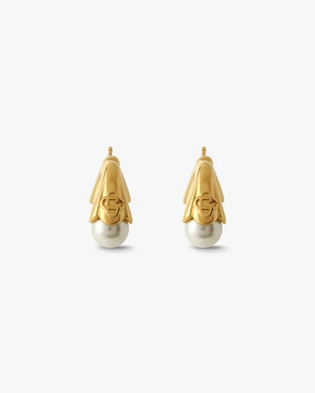Casablanca Double Lotus orecchini perla oro bianco