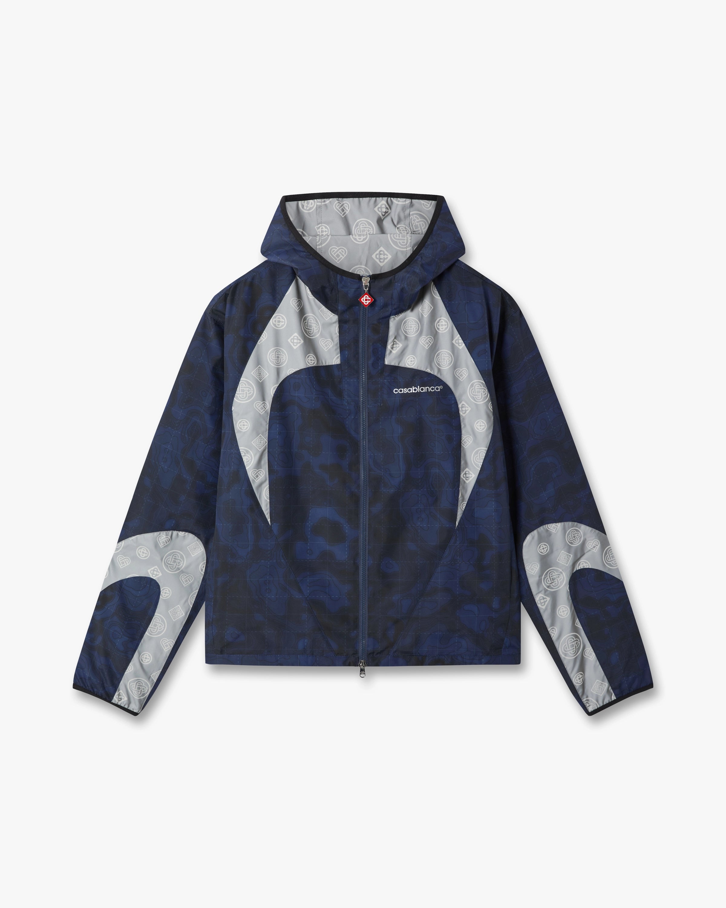 Casablanca Heatmap giacca cappuccio blu zip con coulisse