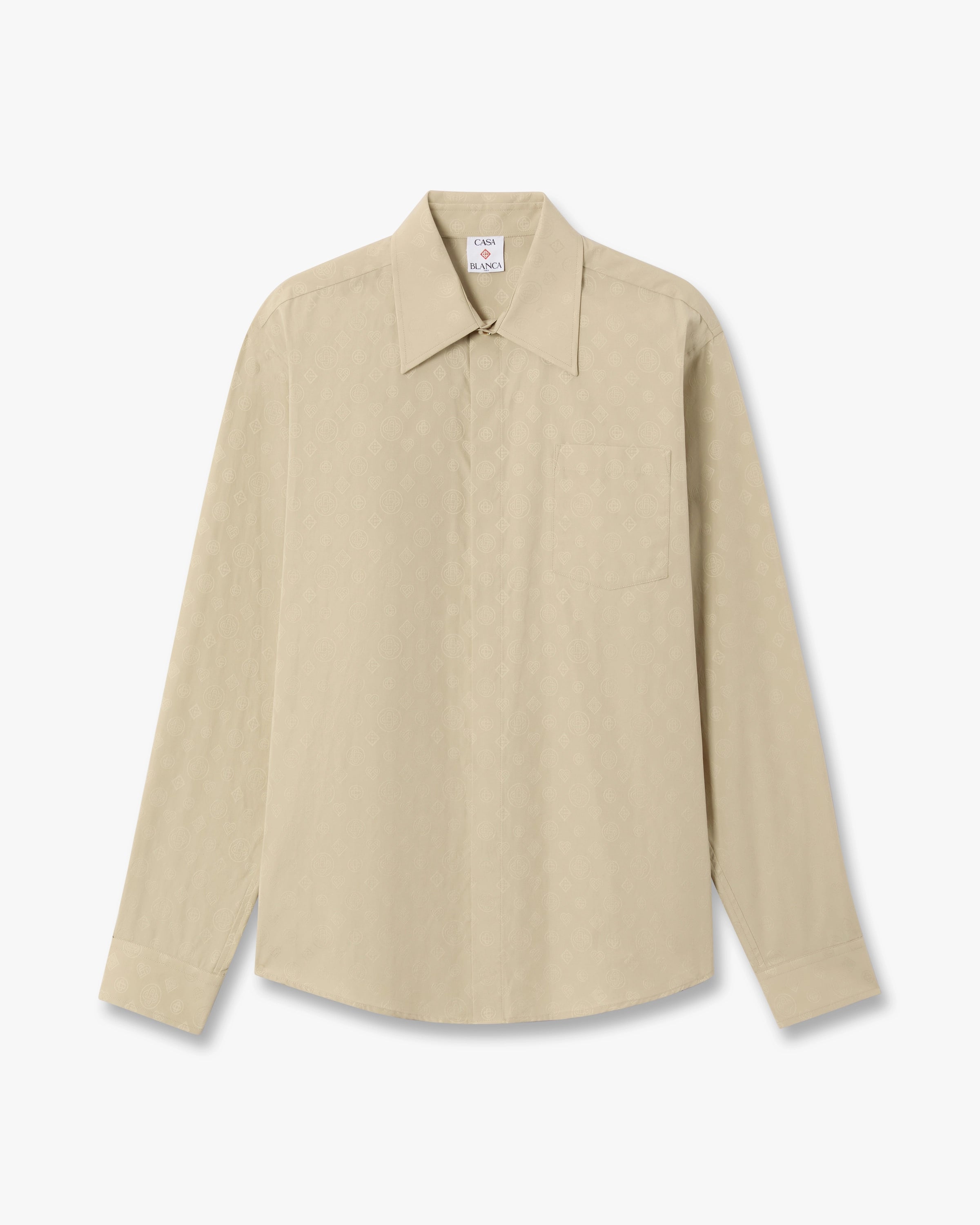 Casablanca Monogram camicia cotone beige manica lunga