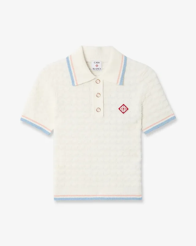 Casablanca Tennis polo donna bianca bouclé manica corta