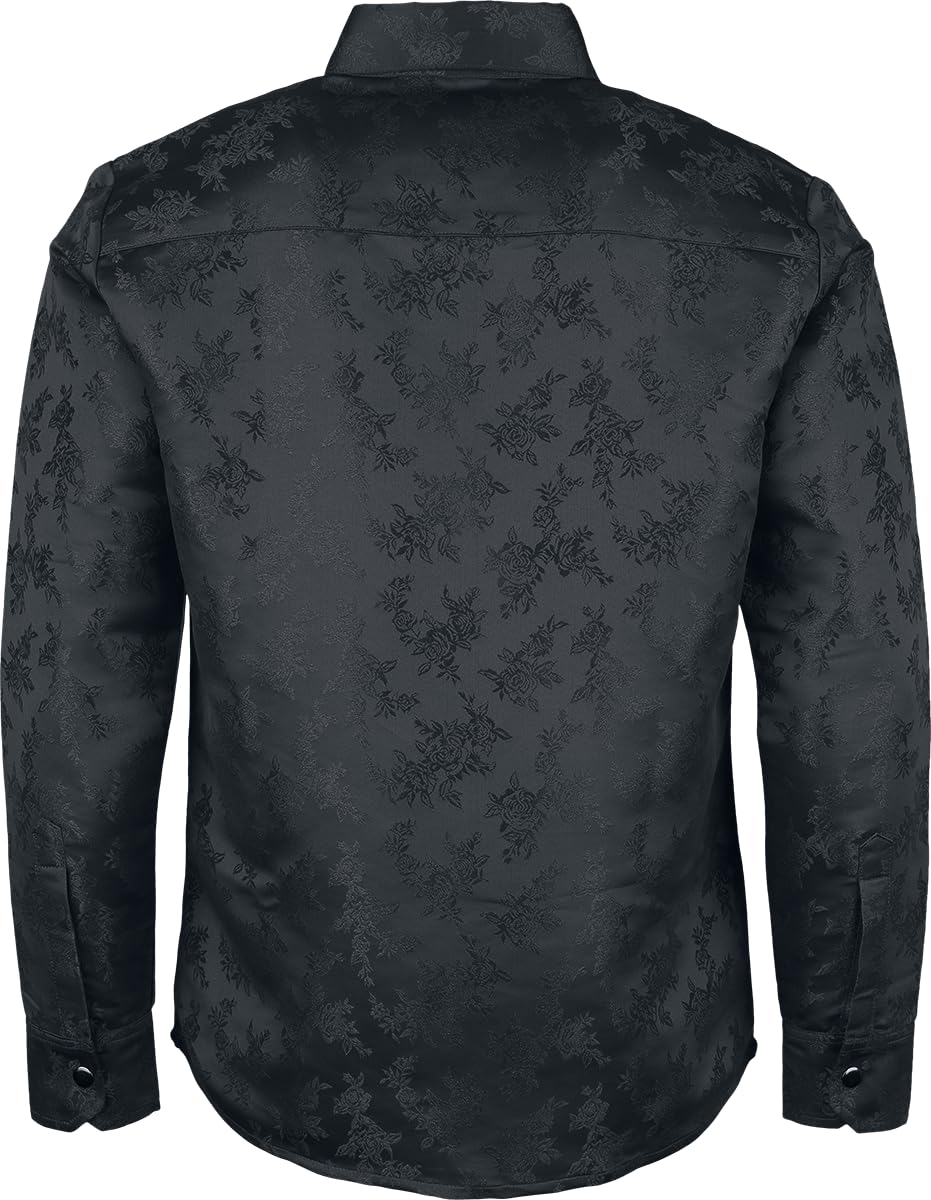 Gothicana by EMP Camicia nera uomo L rose maniche lunghe