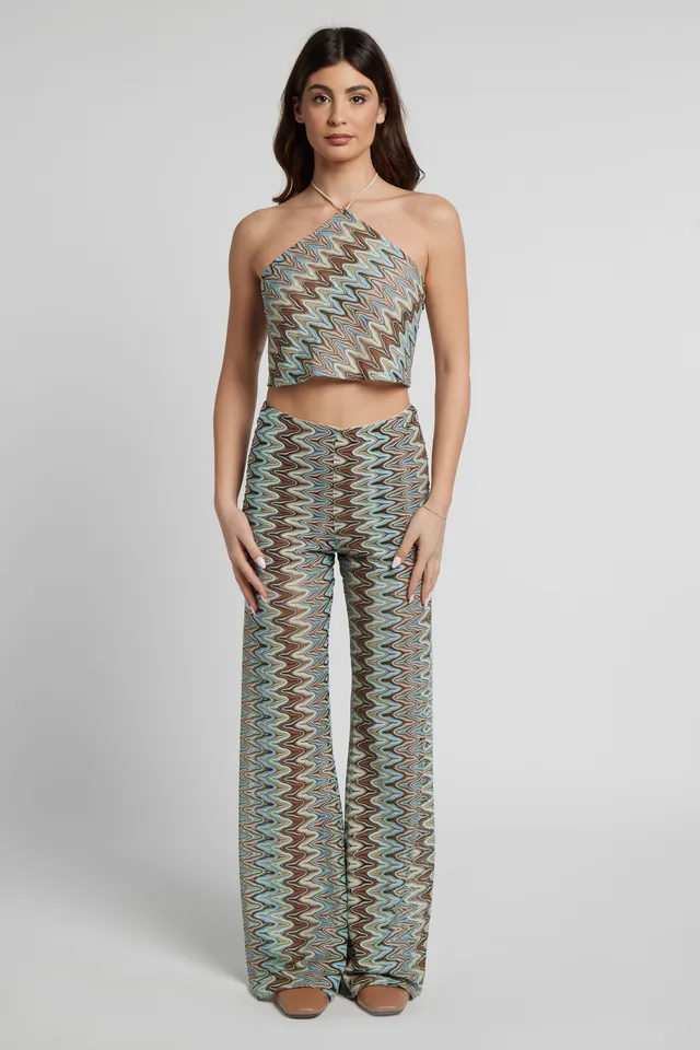 Sarah Chole Magda pantalone ricamato in maglia