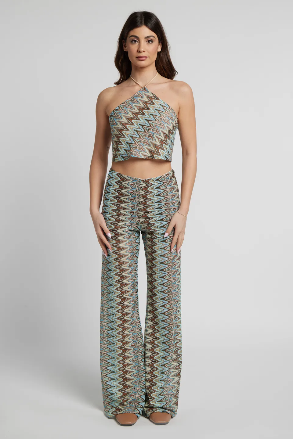 Sarah Chole Magda pantalone ricamato in maglia