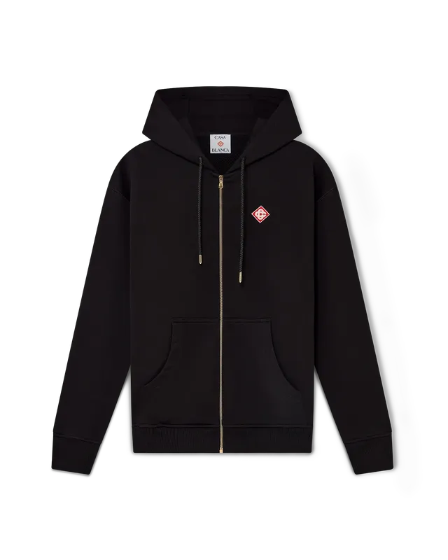 Casablanca Diamond Logo felpa zip nera