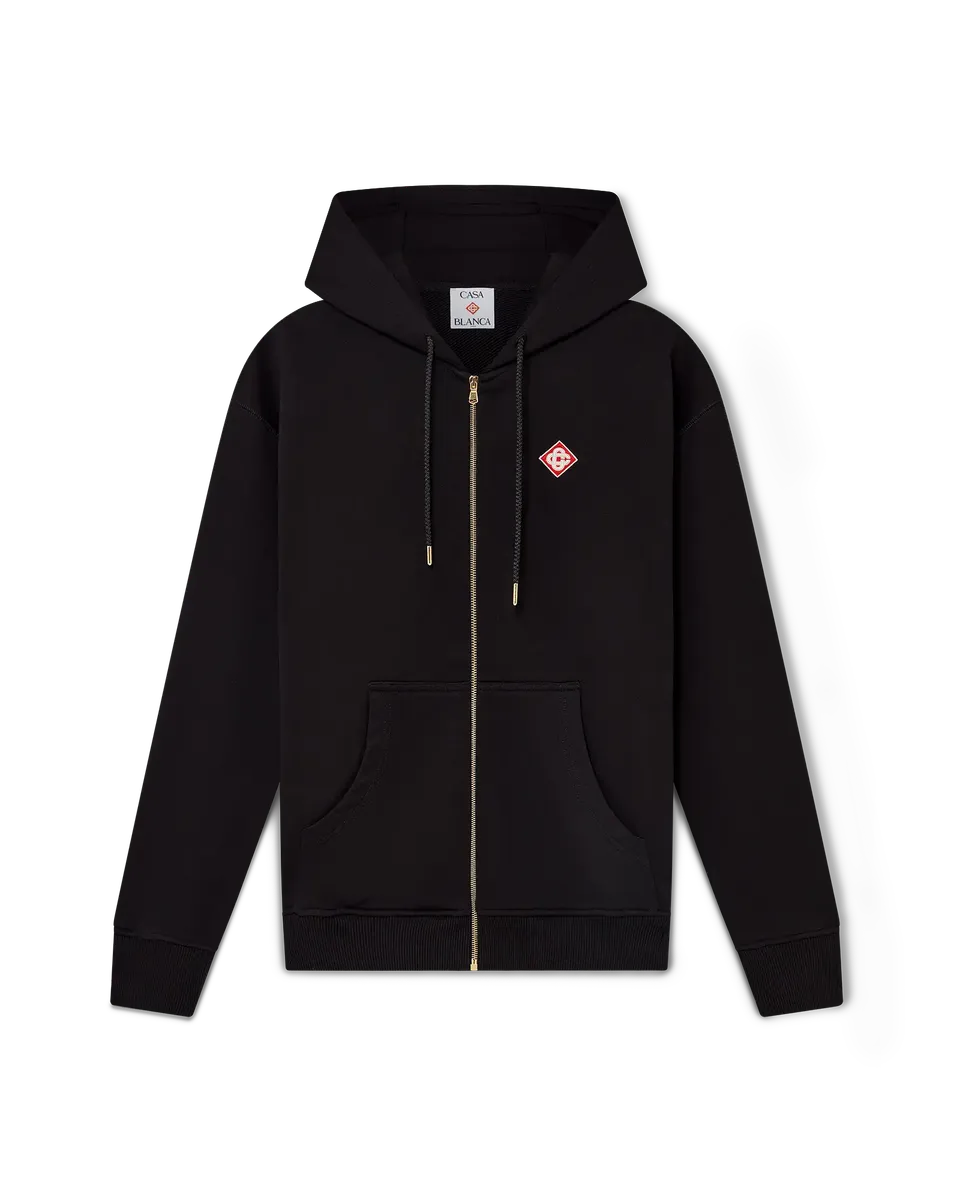 Casablanca Diamond Logo felpa zip nera