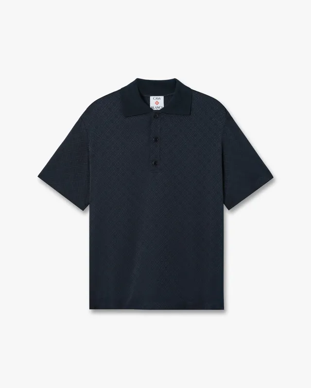 Casablanca Knit Collar polo uomo blu navy viscosa