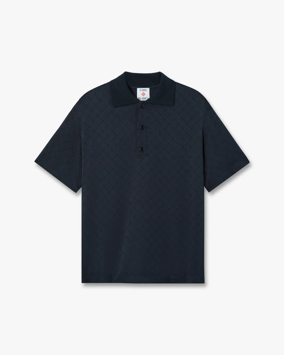 Casablanca Knit Collar polo uomo blu navy viscosa