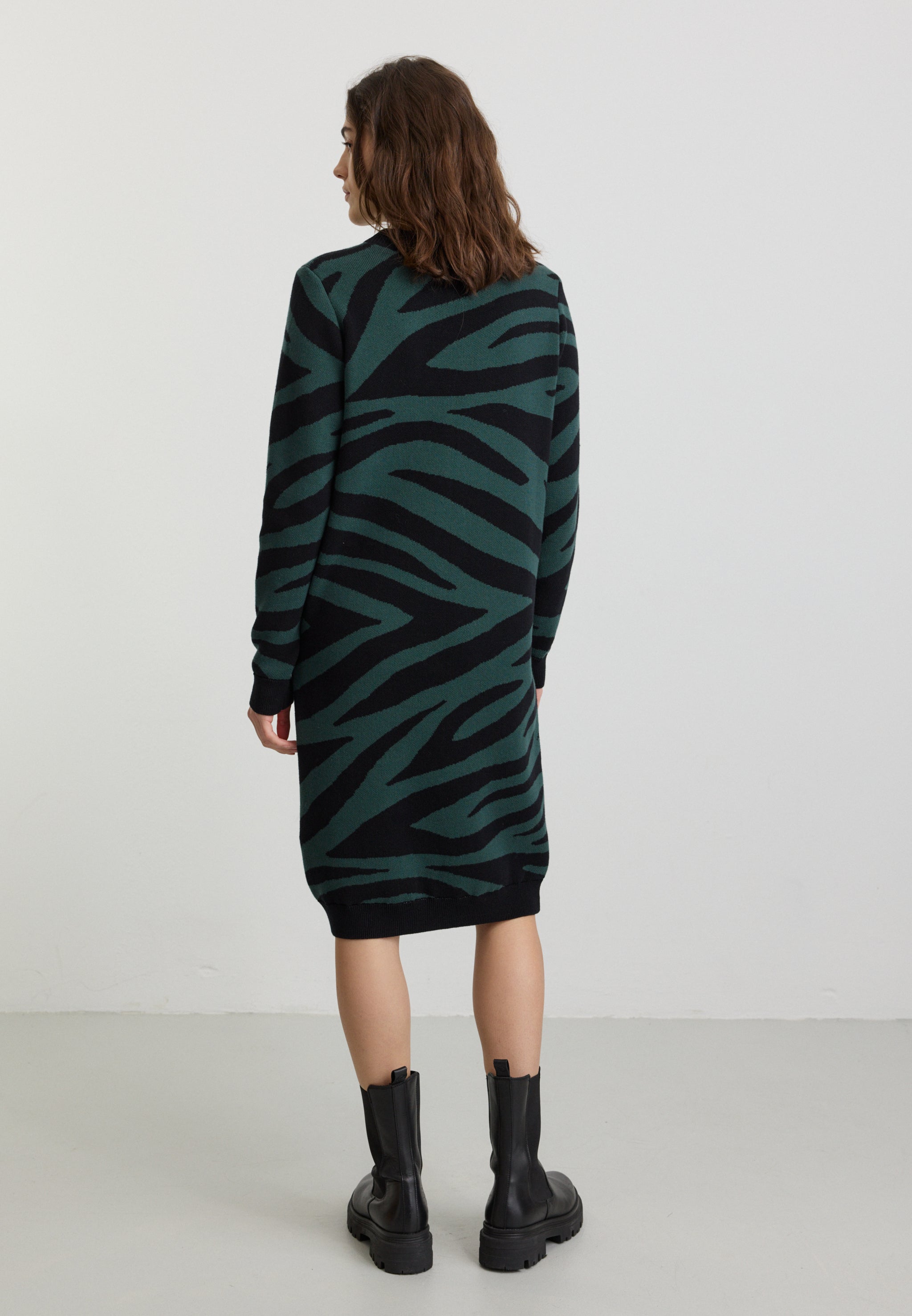 Recolution Amaranthus Zebra vestito maglia jacquard deep green