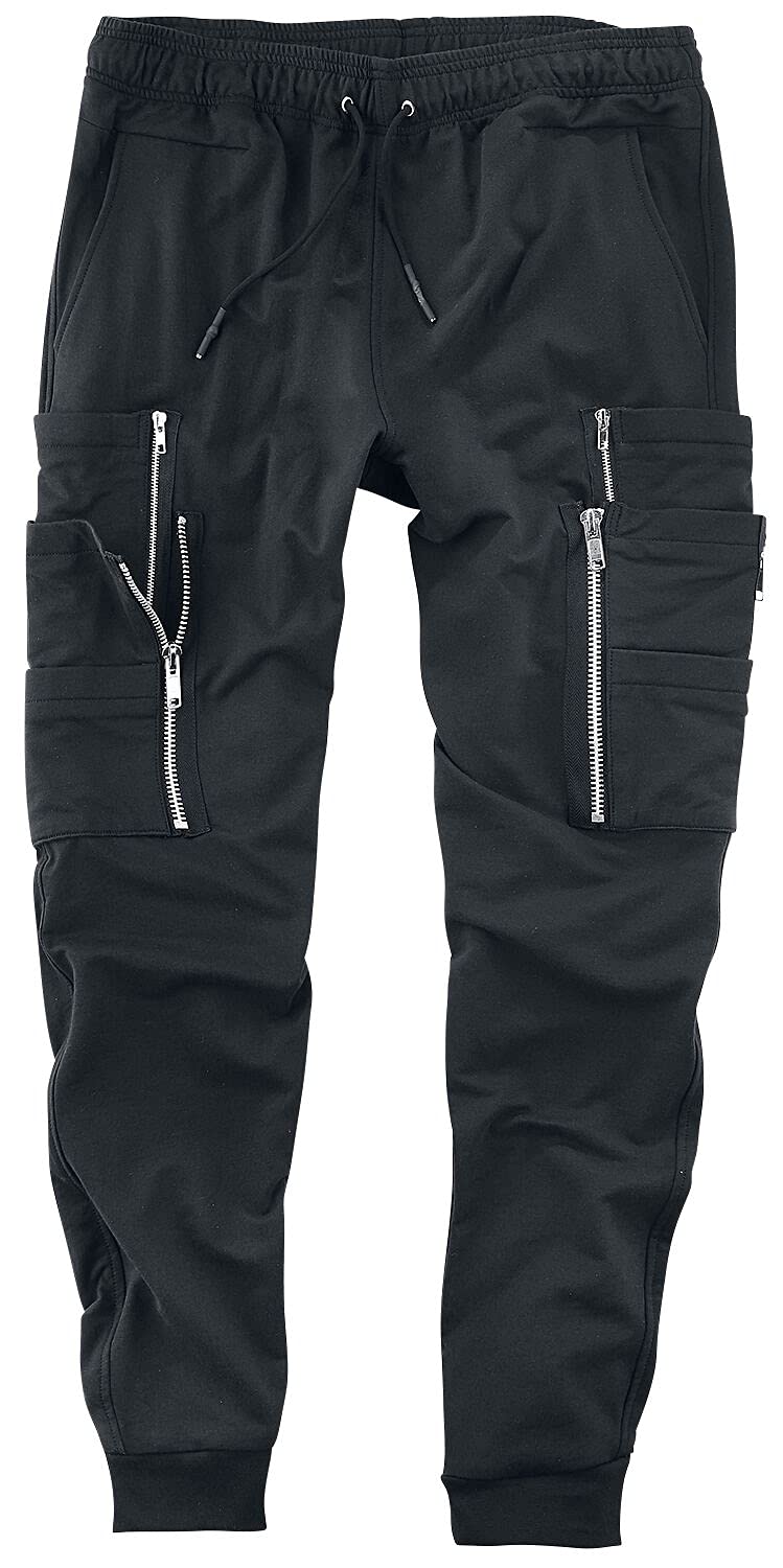 Gothicana by EMP pantaloni cargo neri con coulisse uomo