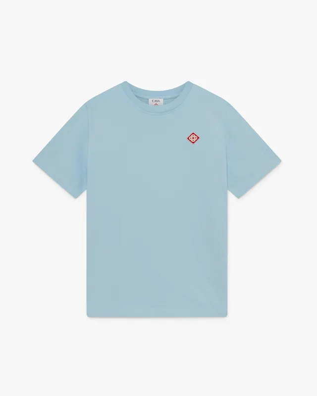Casablanca Diamond Logo t-shirt azzurra cotone bio