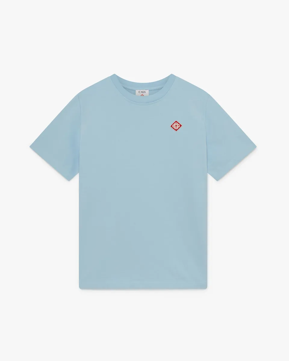 Casablanca Diamond Logo t-shirt azzurra cotone bio