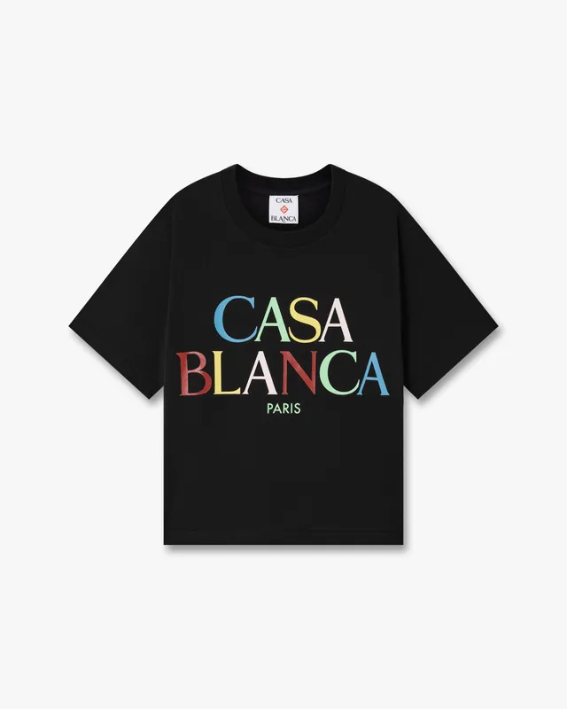Casablanca Logo Cropped t-shirt nera cotone pima