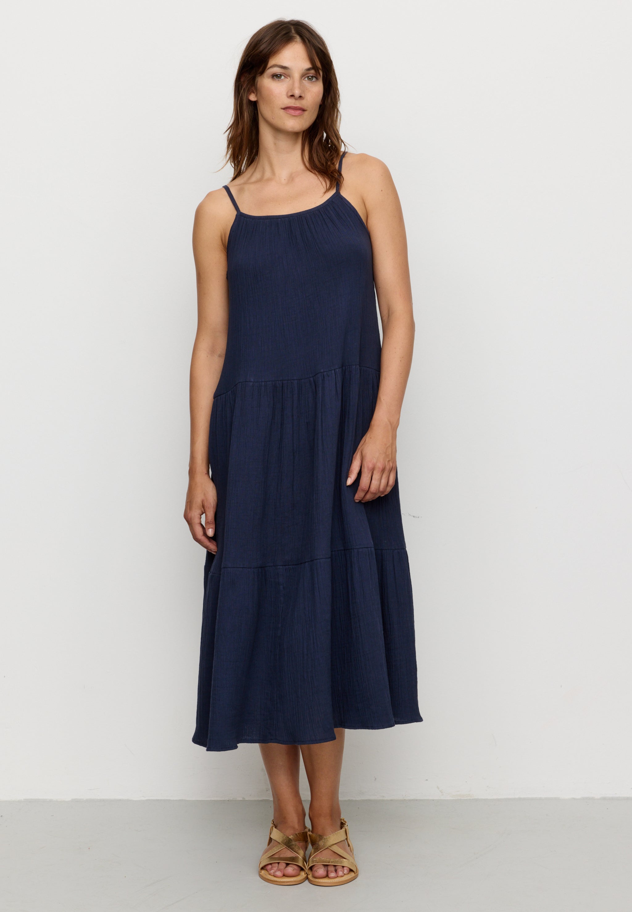 Recolution Felicia vestito mussola cotone bio navy
