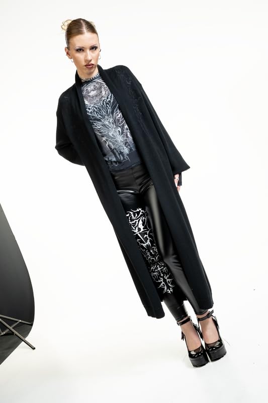 Gothicana by EMP Cardigan Nero Ricamo Collo Scialle Taglia L