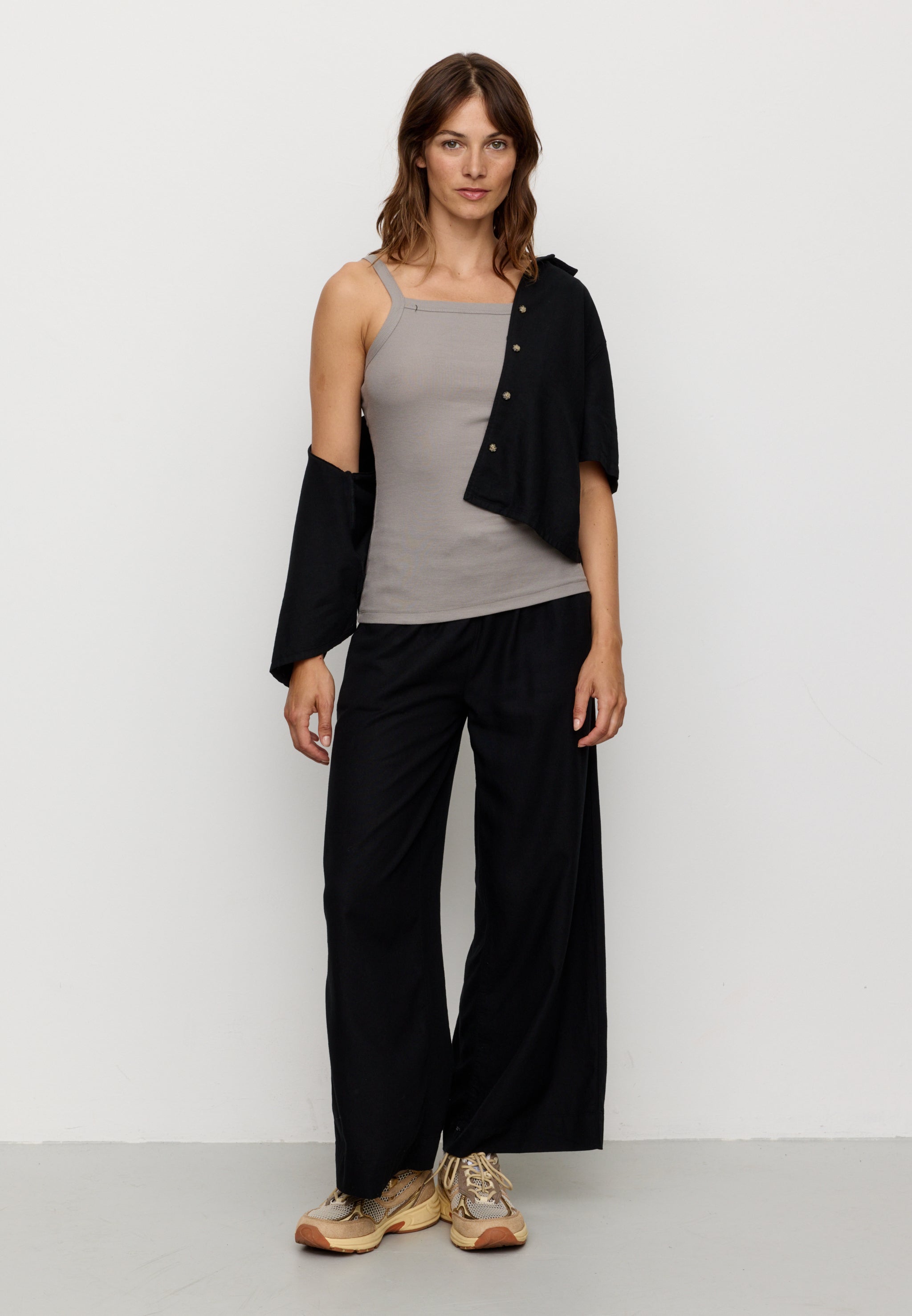 Recolution Daisy top donna greige elasticizzato