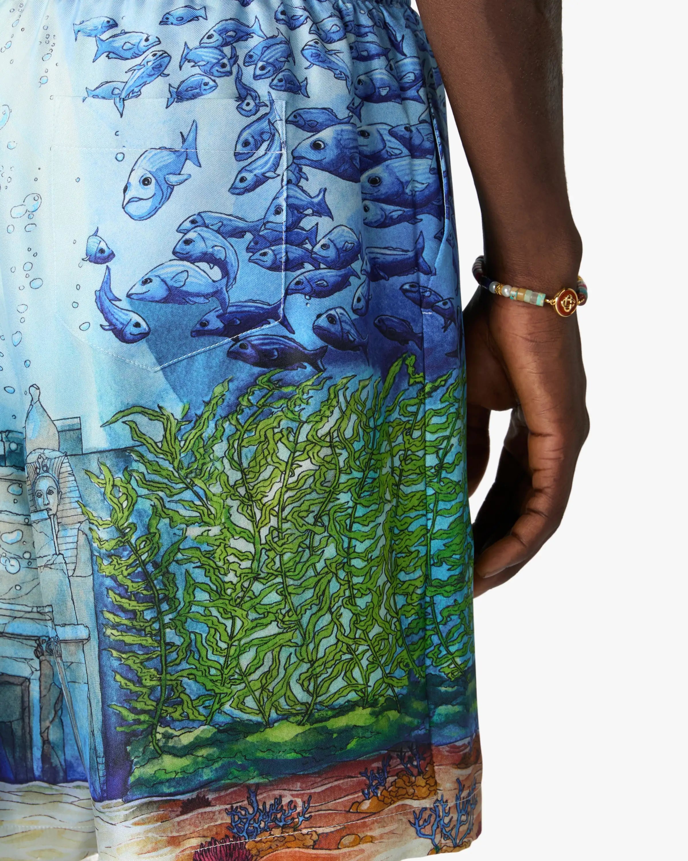 Casablanca Trompe L'Oeil shorts uomo seta multicolore