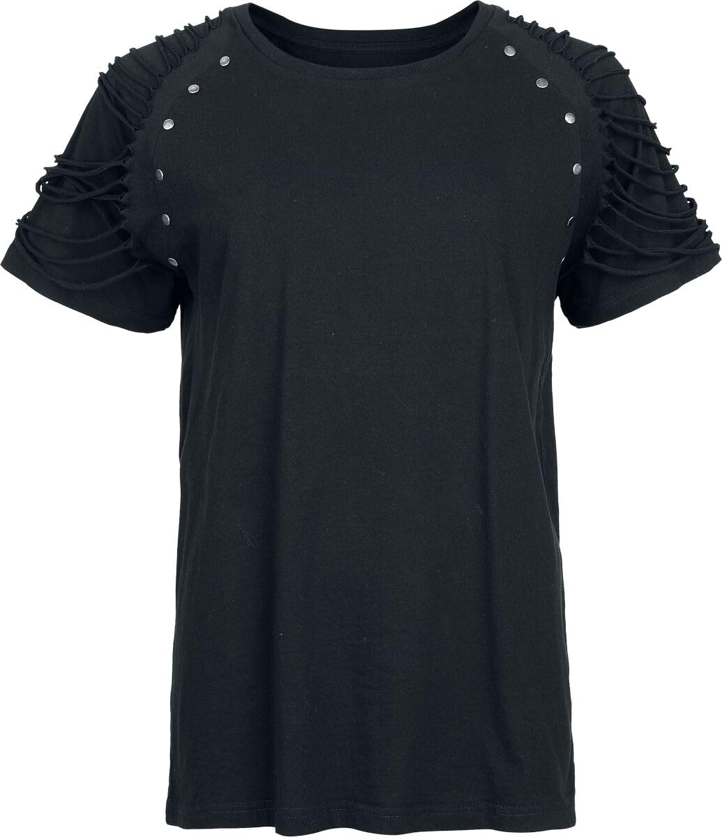 Gothicana by EMP t-shirt nera maniche particolari