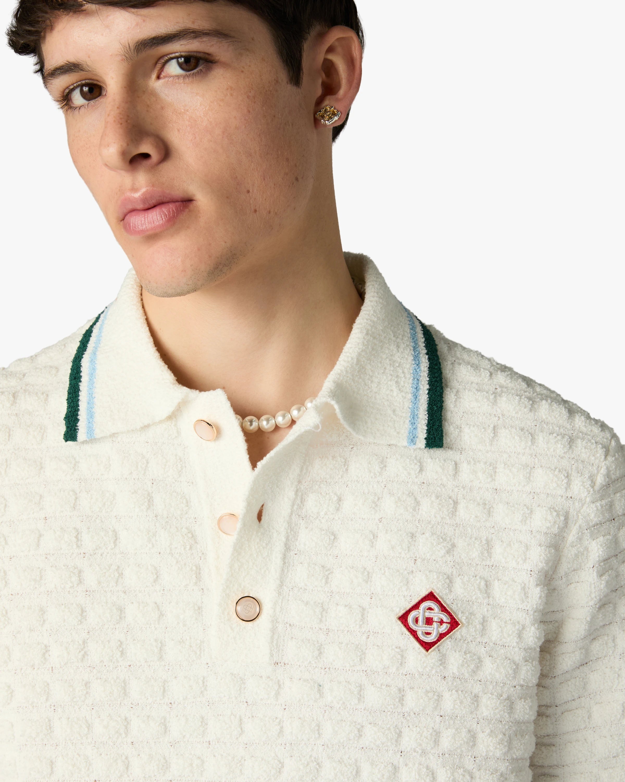 Casablanca Boucle polo uomo bianca maniche corte