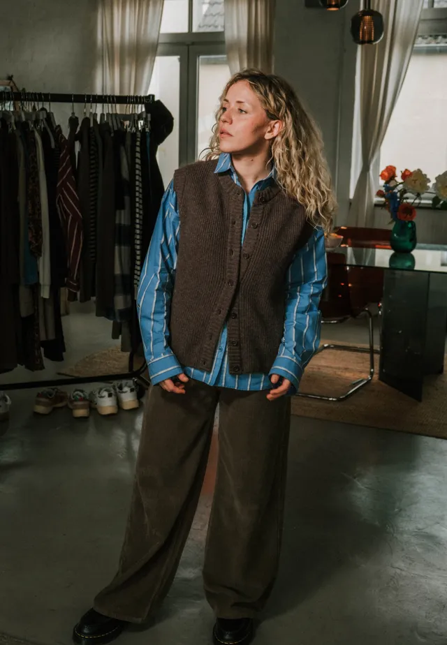 Recolution Goji gilet donna marrone lana bio