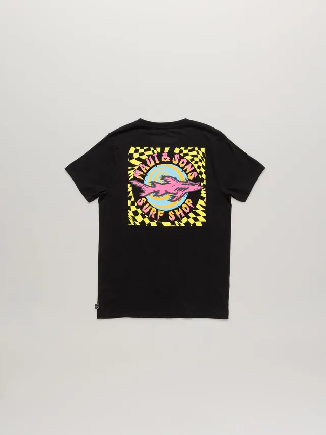 Maui and Sons Surf Shop t-shirt nera classica cotone