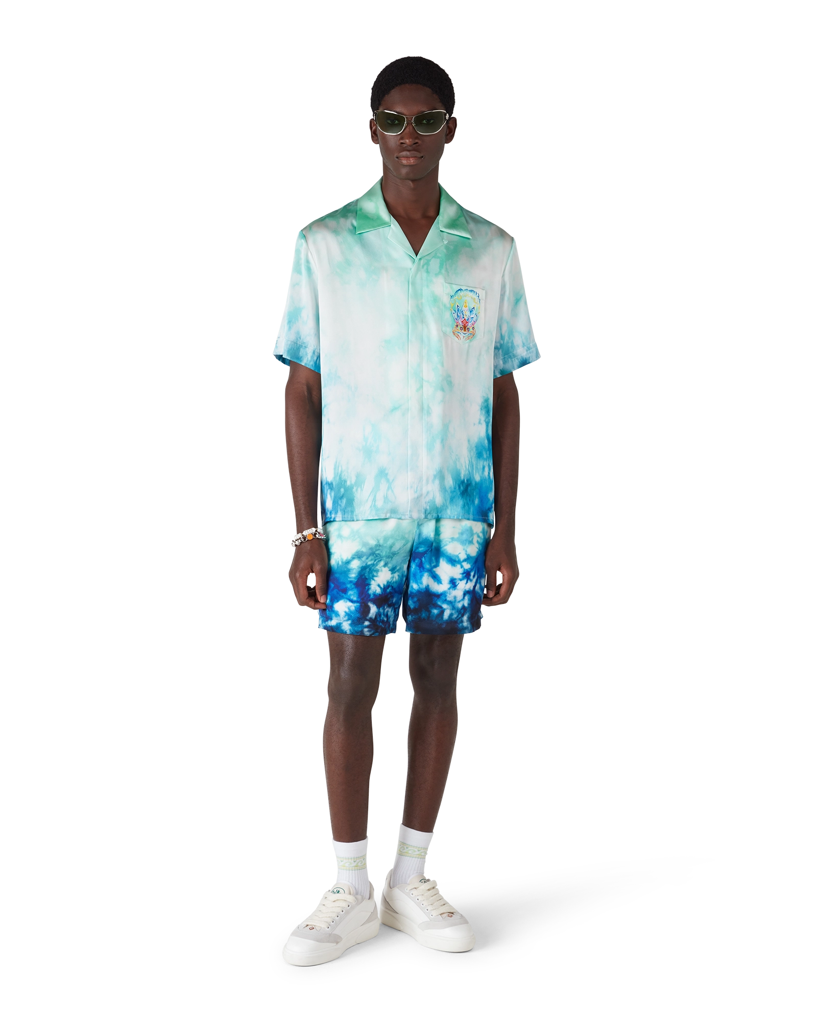 Casablanca Surf Lotus camicia seta multicolore