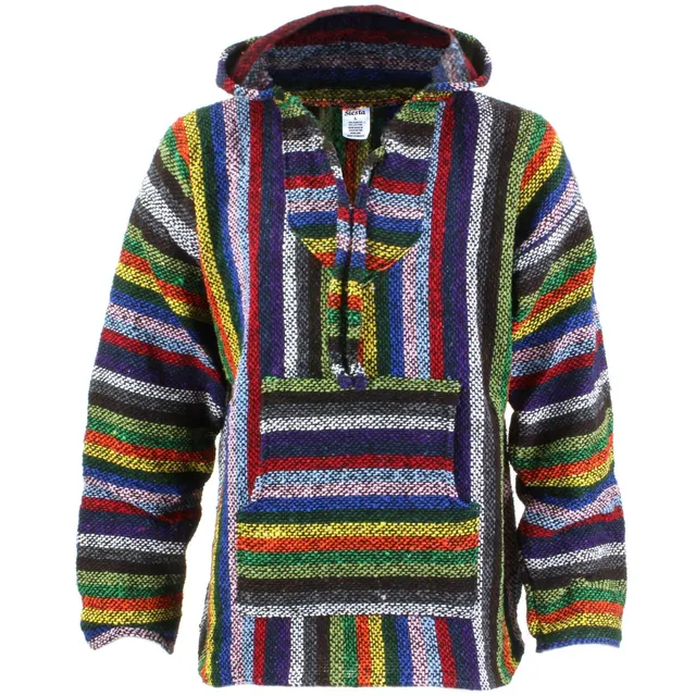 Siesta Baja felpa con cappuccio XXL righe vibranti calda