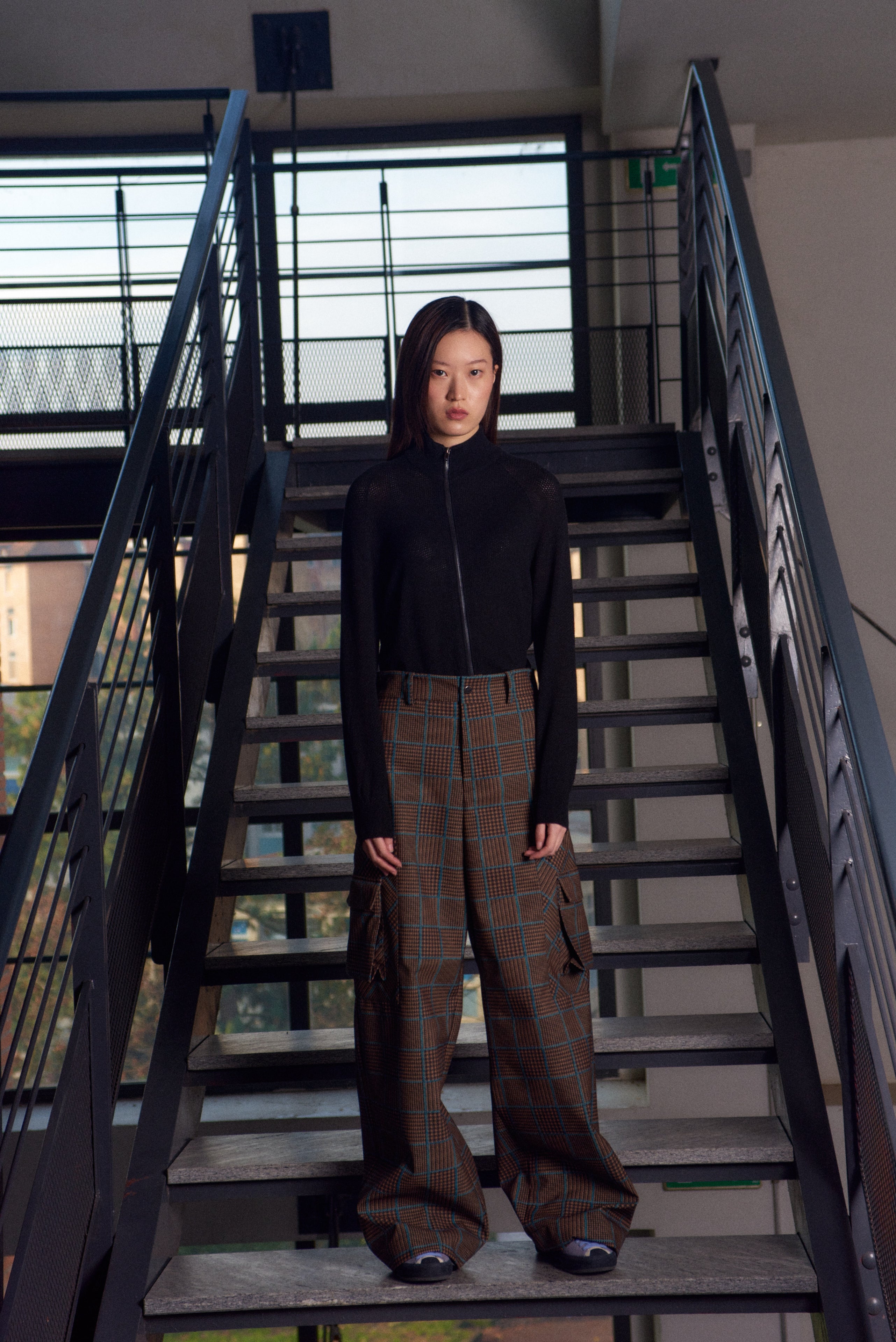 Noskra Cargo Check Pants pantaloni donna quadri cotone