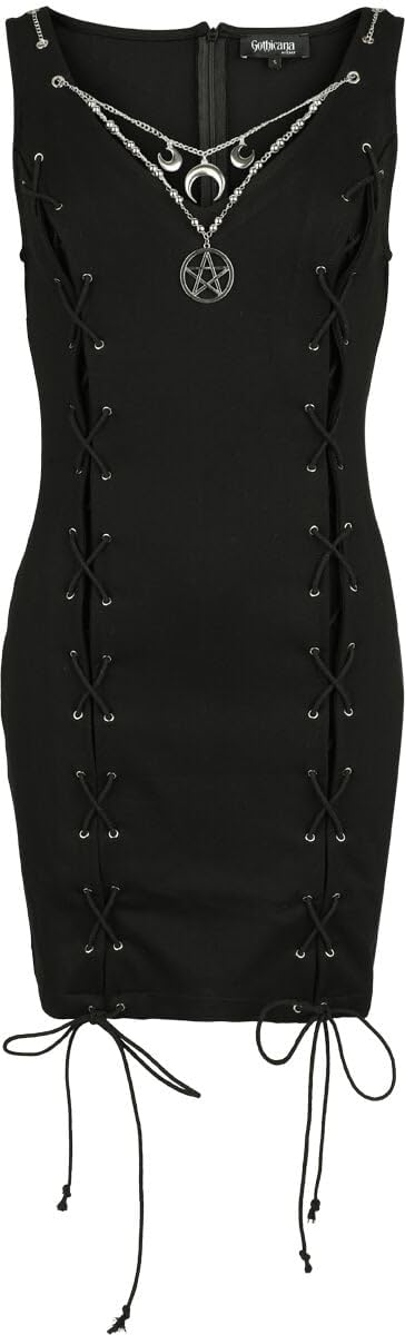 Gothicana by EMP abito corto nero M jersey lacci