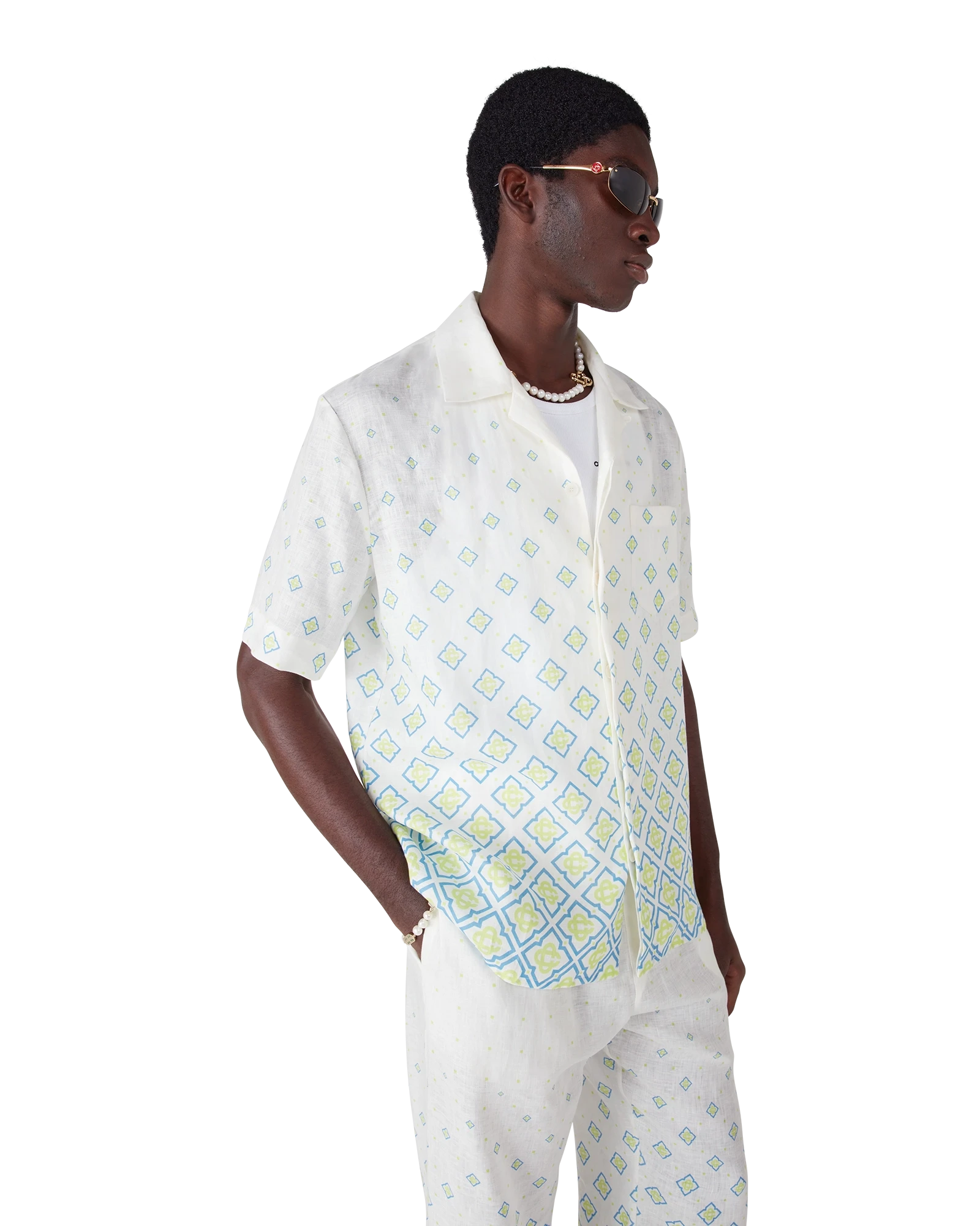 Casablanca Degrade Monogram camicia lino beige uomo
