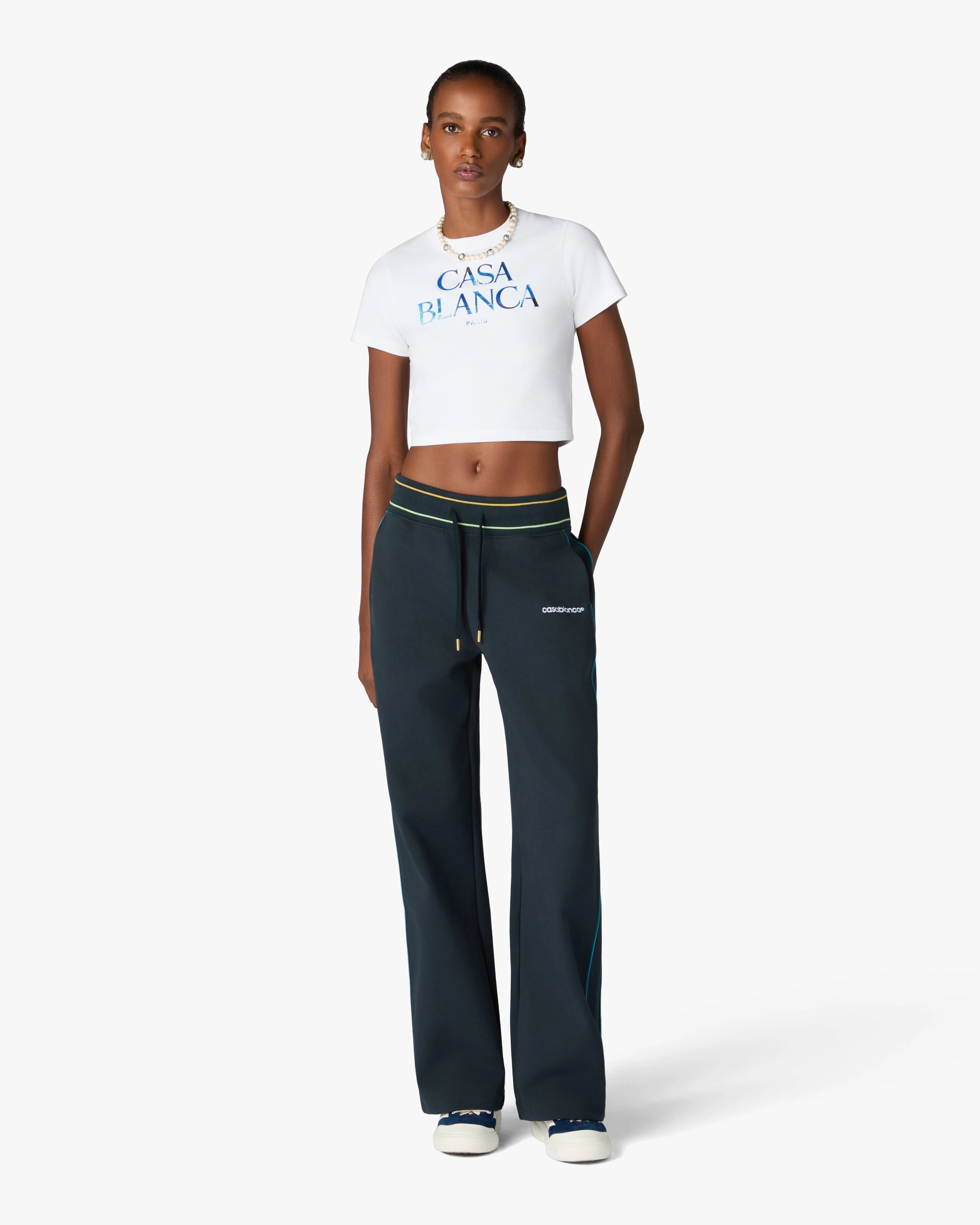 Casablanca Low-Rise Punto jogger punto blu cotone