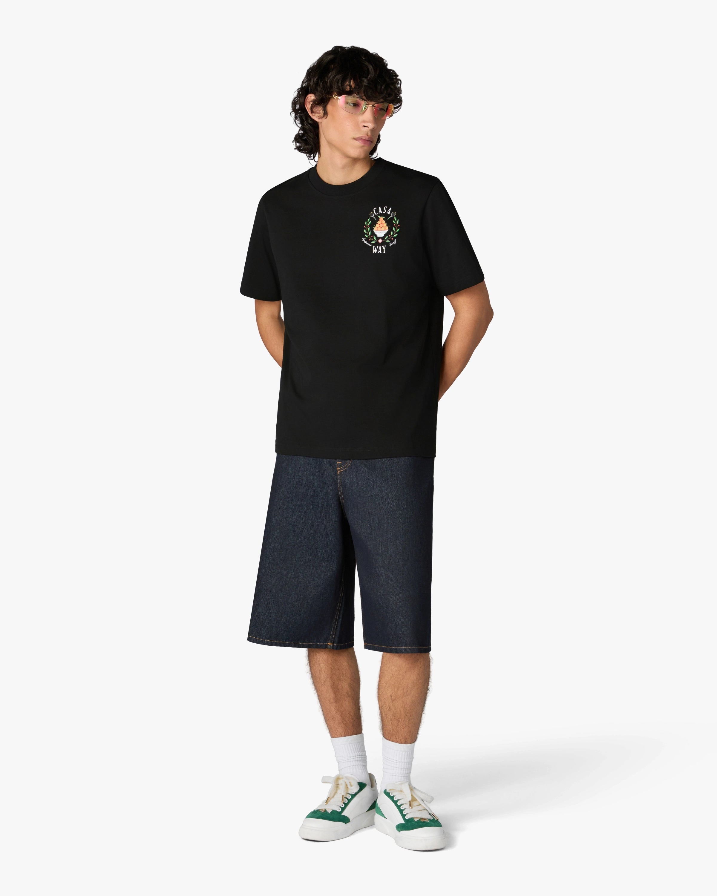 Casablanca Casaway t-shirt uomo nera cotone bio
