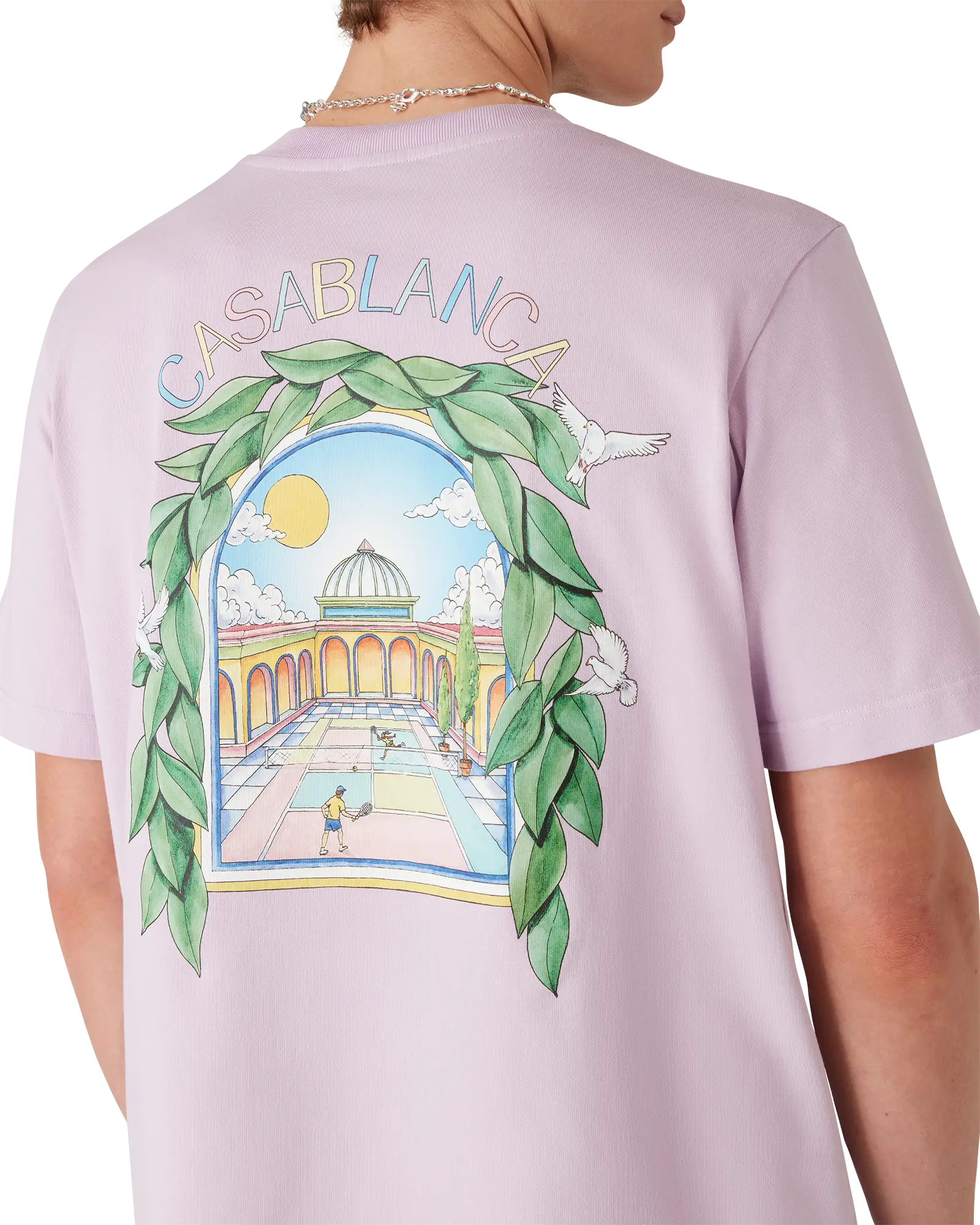 Casablanca L'Arche de Tennis T-shirt Lilla Cotone