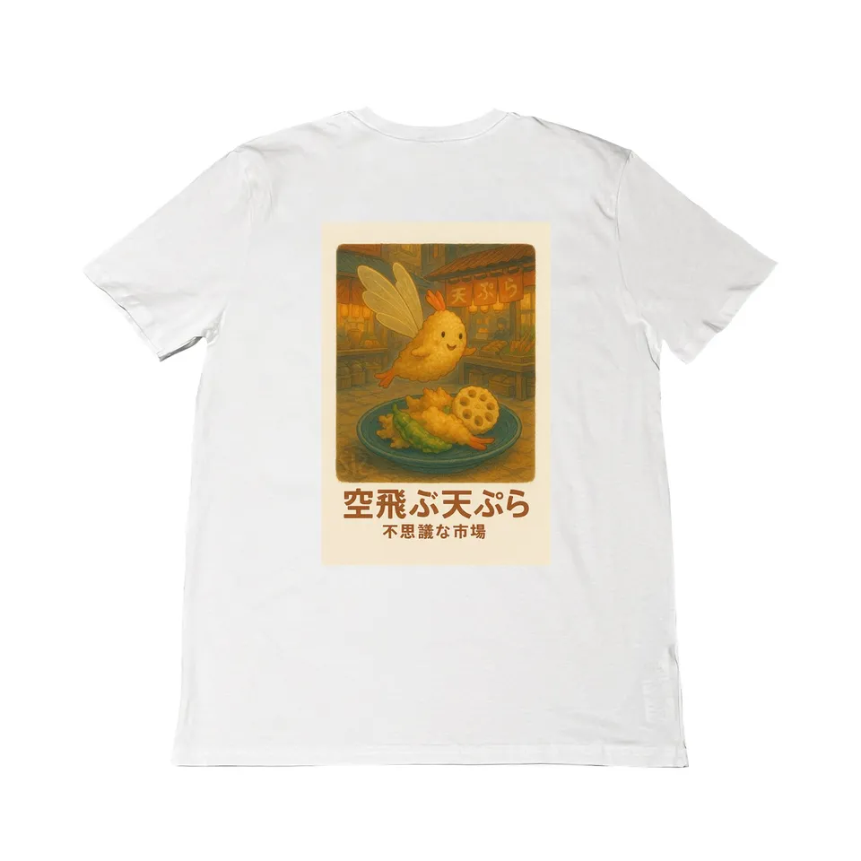 Seetees Tempura volante nel mercato magico t-shirt sushi