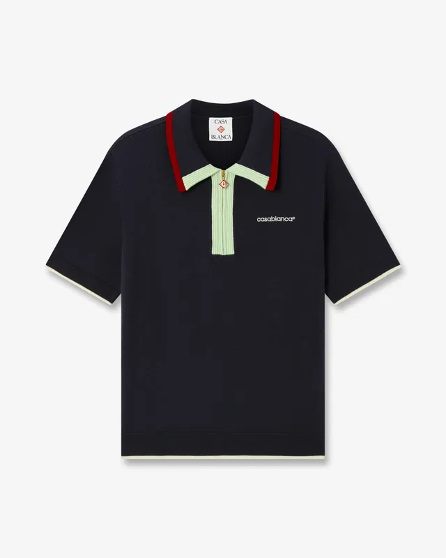 Casablanca Merino polo uomo blu navy lana