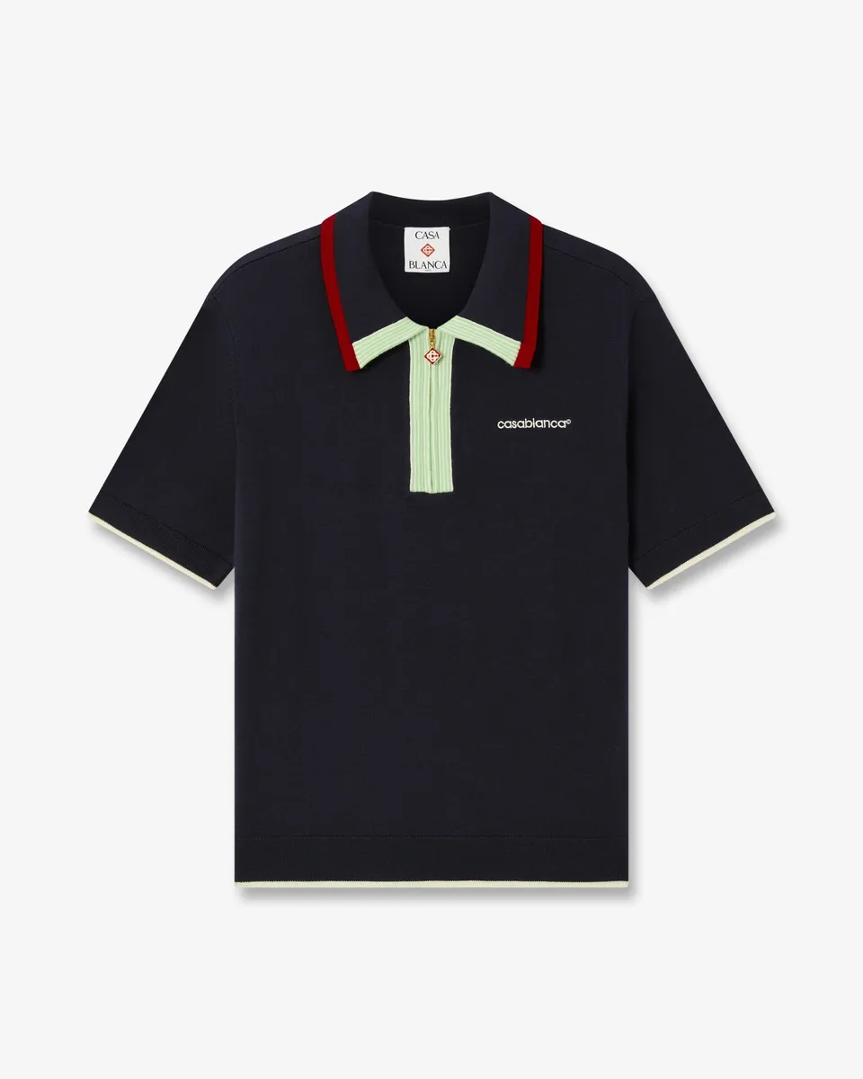 Casablanca Merino polo uomo blu navy lana