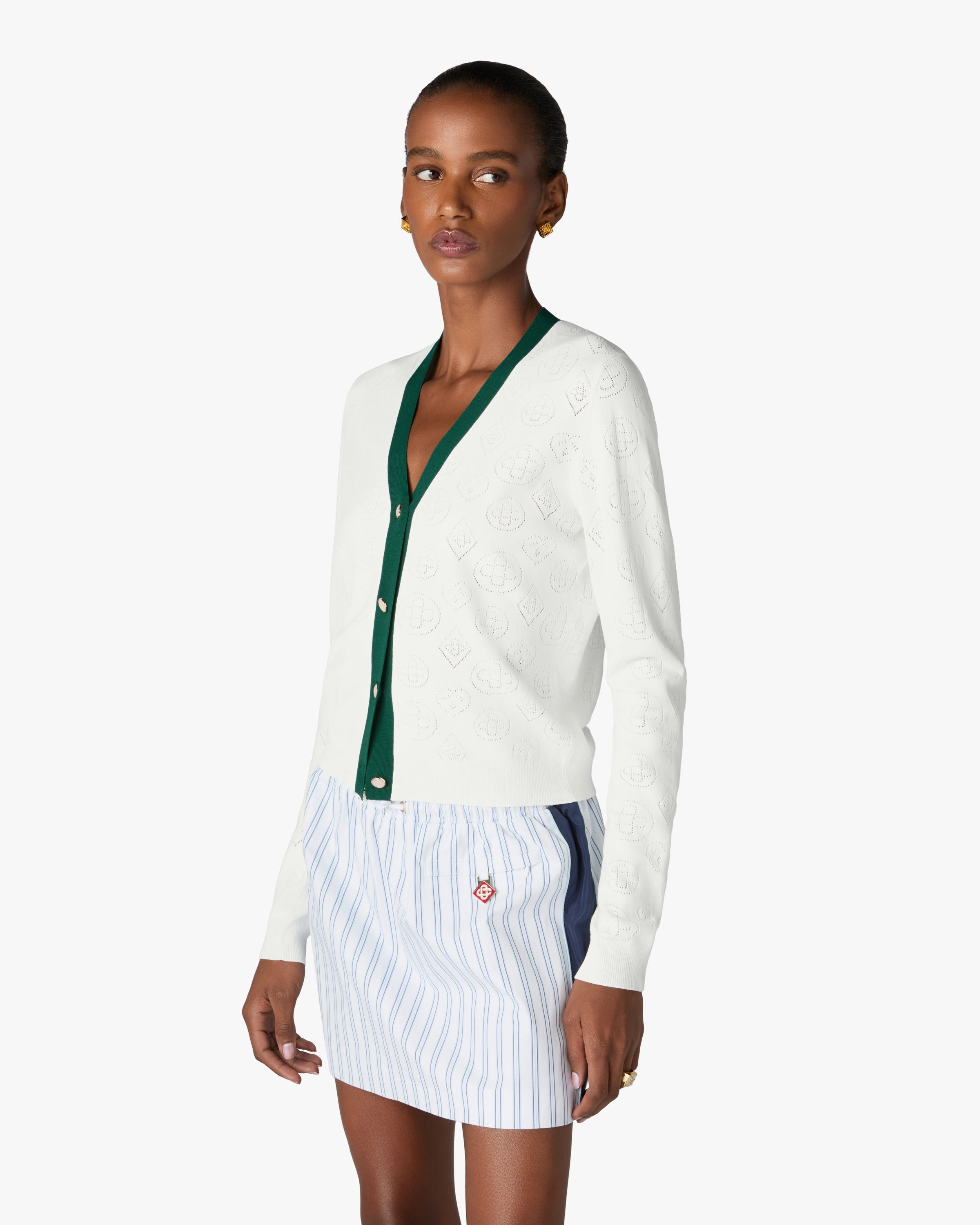 Casablanca Pointelle cardigan bianco donna